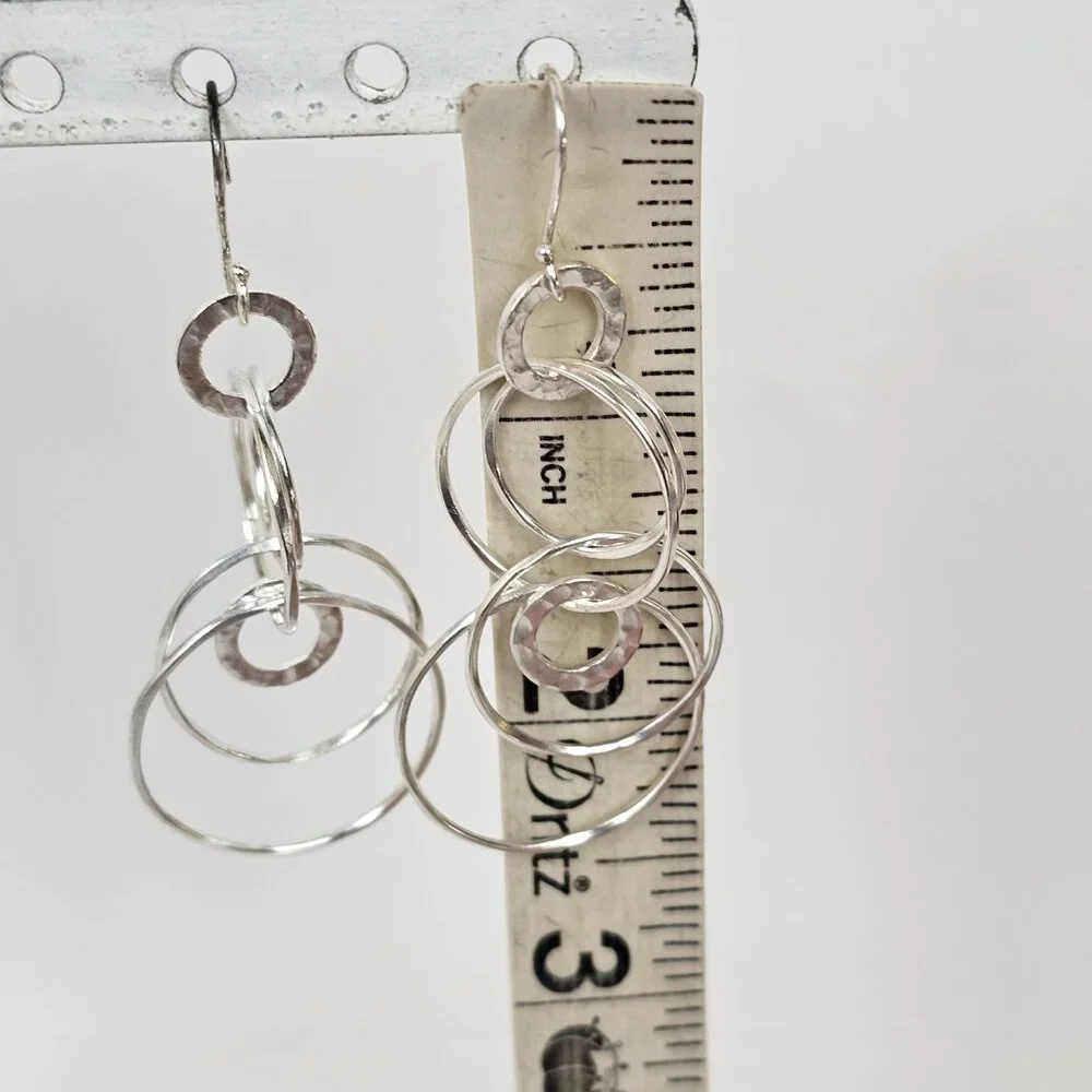 Ippolita‎ Sterling Silver Interlocking Circle Multi Ring Hammered Drop Earrings